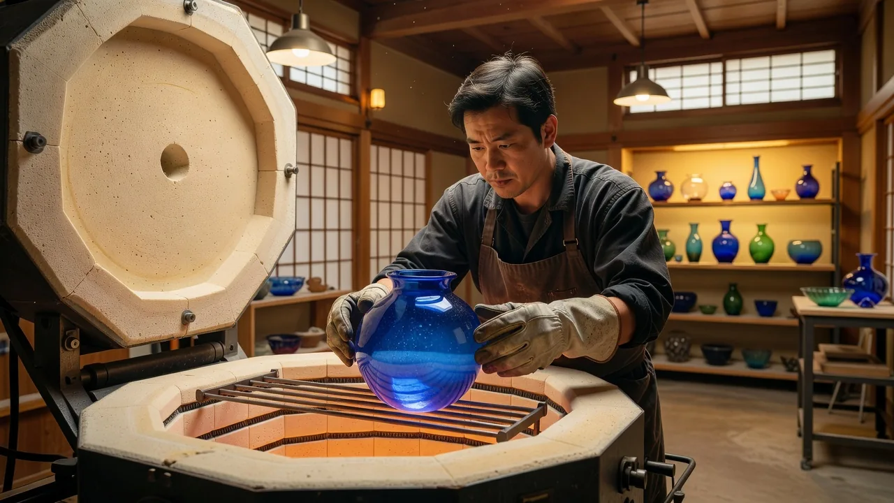 徐冷炉でガラスを冷ます